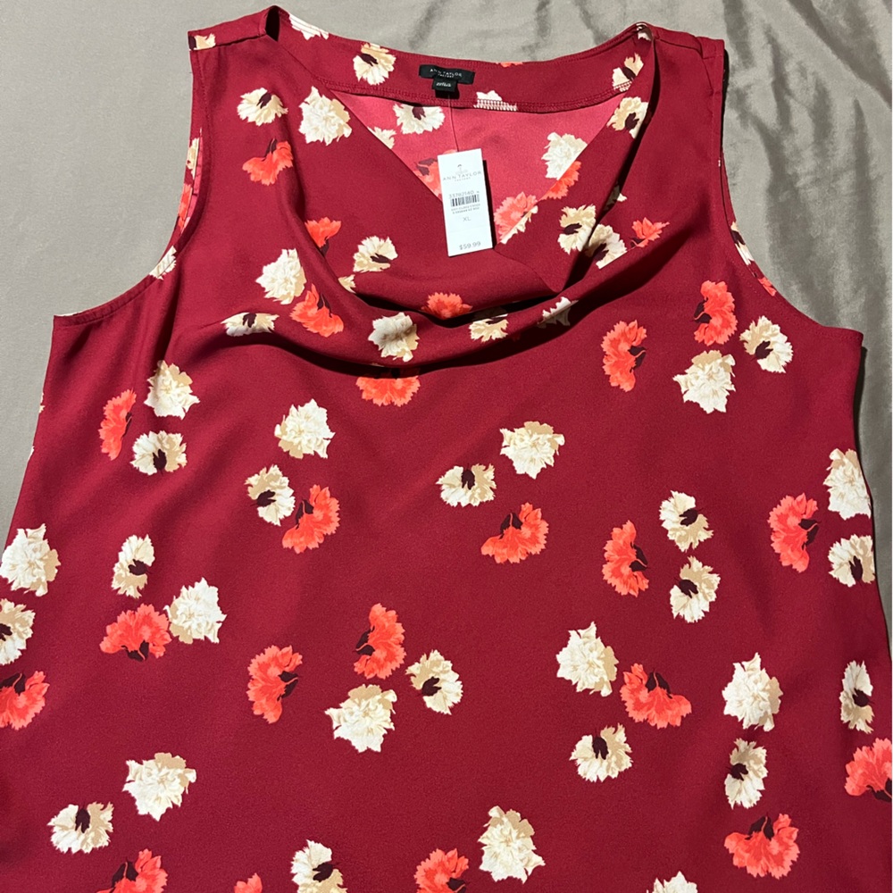 Ann Taylor Red Floral Tank Top